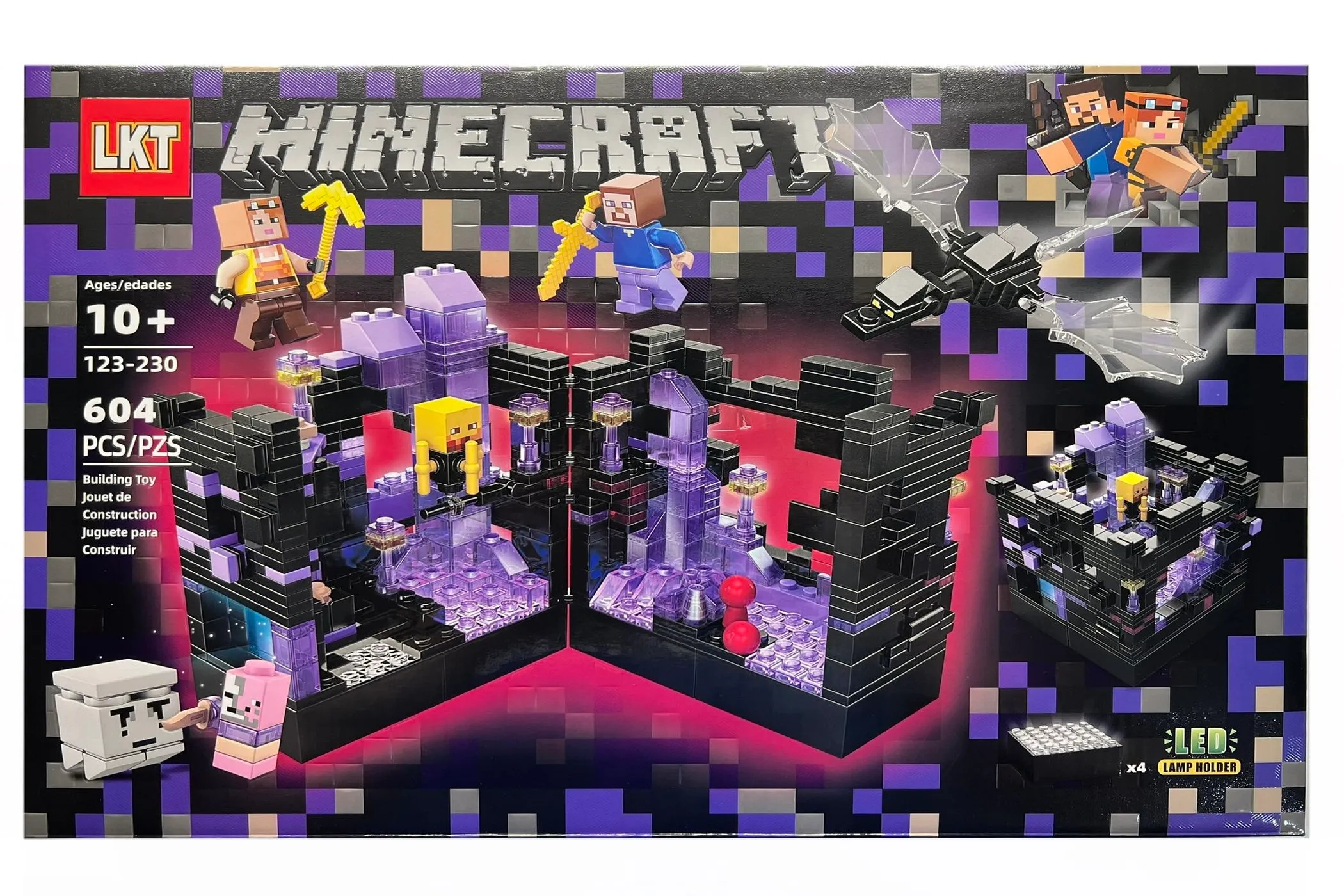 Set de constructie LKT Minecraft cu lampa LED 548 / 604 piese tip lego