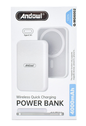 Baterie Externa, Incarcare Wireless Universala, MagSafe, Suport Quick Charging, 4000mAh