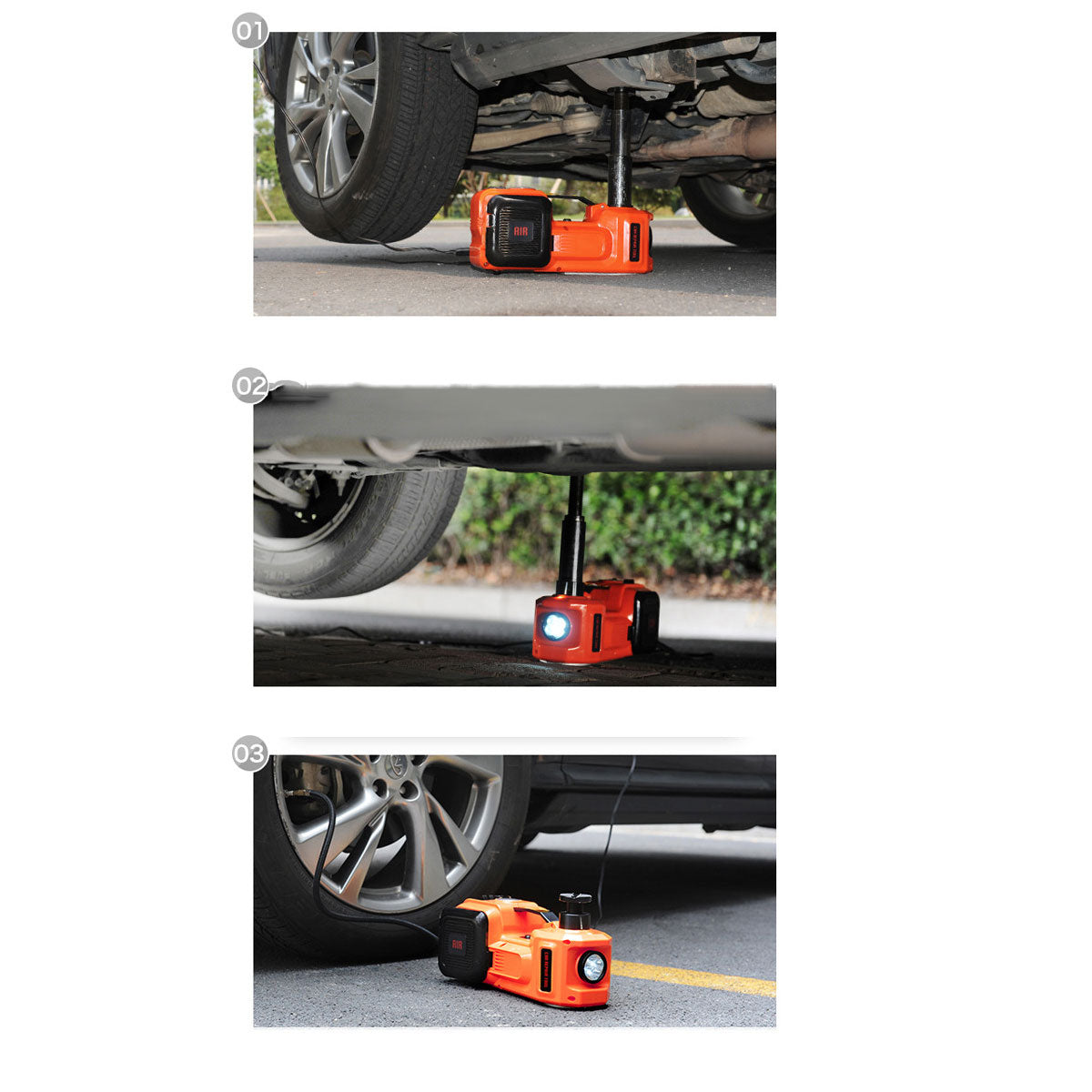 Set 3 in 1 Cric hidraulic electric + pompa de umflare + cheie de impact electrica