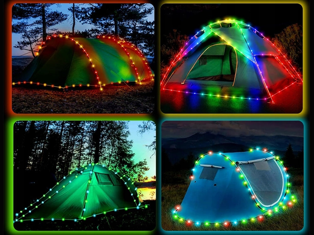 Ghirlanda luminoasa camping, lanterna si functie de baterie externa, LED, reincarcabila USB, portabila, 8 moduri de iluminare, 10 m, agatatoare
