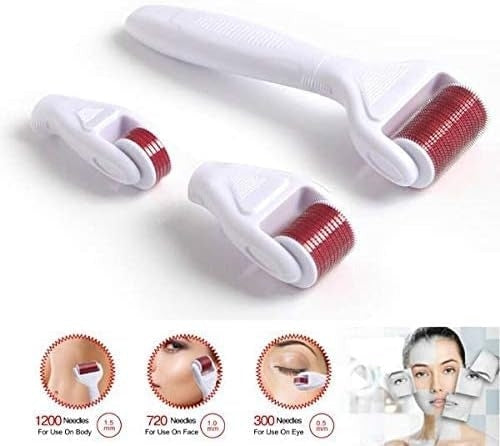 Dermaroller rola dermatologica 4 in 1 cu ace din otel inoxidabil