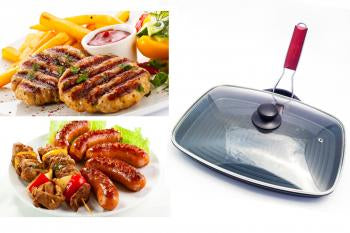 Gratar Teflon Cu Capac 28 CM Maner Detasabil