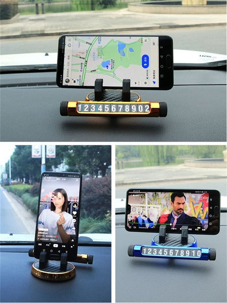 Suport afisare numar cu stand telefon pentru bordul auto