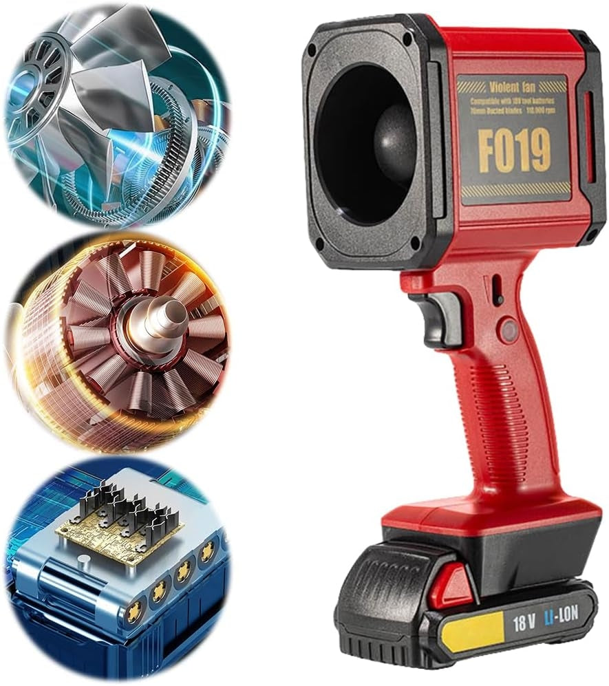 Suflanta Turbo, de mare putere, 110.000 RPM, acumulator 18V, Type-C fast charging, functie power bank, lanterna