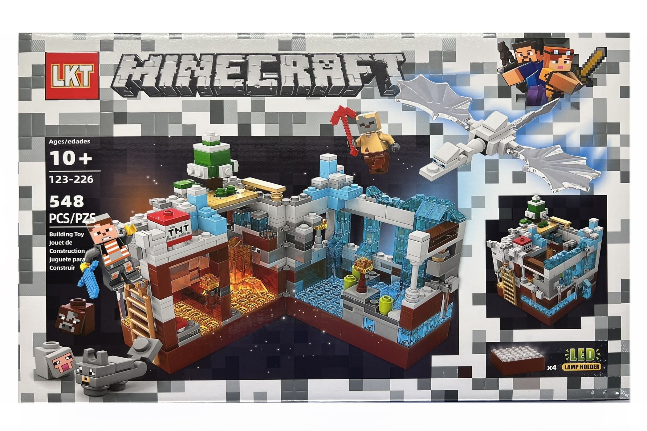 Set de constructie LKT Minecraft cu lampa LED 548 / 604 piese tip lego