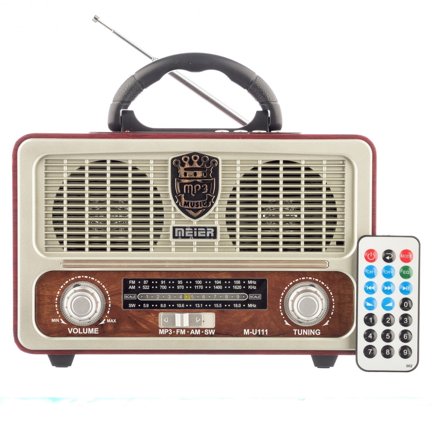 Radio Bluetooth cu MP3 Player, baterie reincarbaila, FM/AM/SW3, antena satelor, USB, SD/ TF CARD, Telecomanda