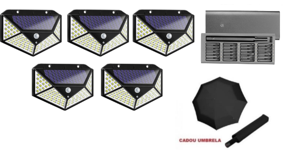PROMOTIE IMBATABILA! SET 5 LAMPI SOLARE CU SENZOR DE MISCARE, 100 LED-uri + SET SURUBELNITA 24 IN 1 CALITATE GERMANA + CADOU UMBRELA, TOTUL LA DOAR 124.90 LEI!
