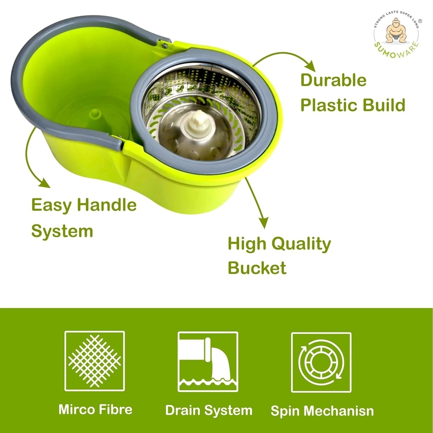 Set mop rotativ 360° galeata cu centrifuga inox