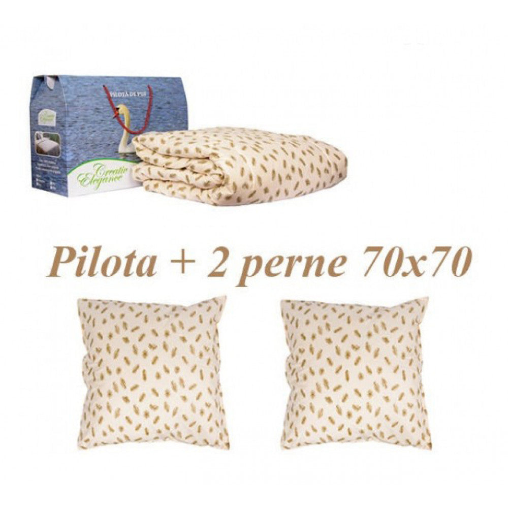 Set pilota puf gasca si 2 perne 70x70