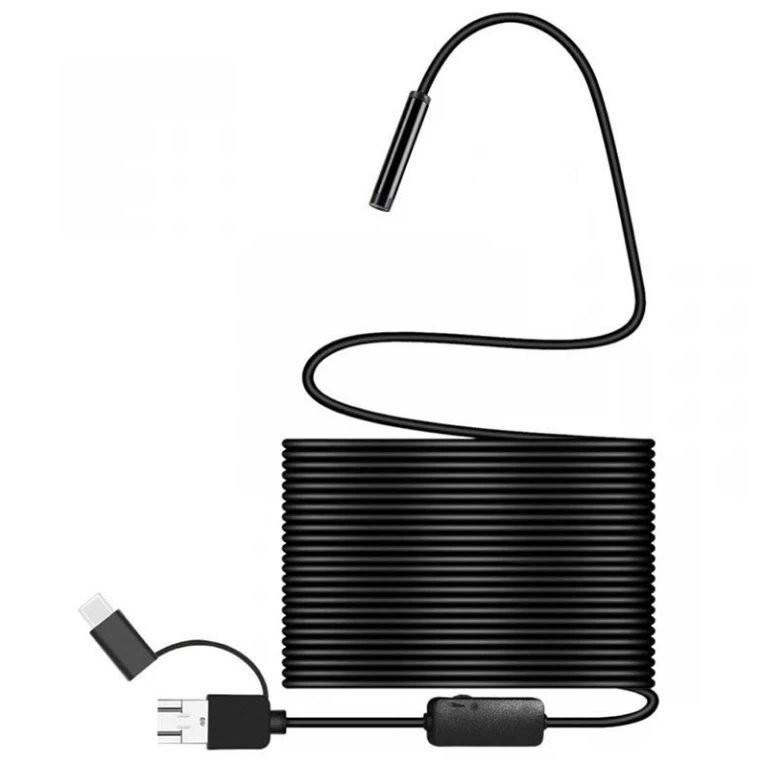 Cameră endoscopică impermeabilă cu lungime cablu 10m, 8mm - USB, MICROUSB, TIP-C