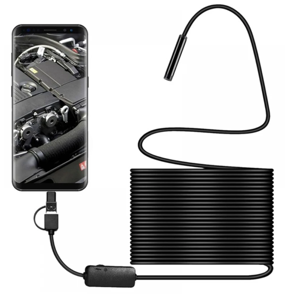 Cameră endoscopică impermeabilă cu lungime cablu 10m, 8mm - USB, MICROUSB, TIP-C