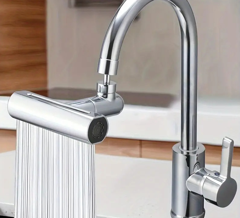 Conector pentru bateria de bucatarie cu cascada 4 in 1, prelungitor pentru chiuveta, pivotare la 360°, 4 moduri de evacuare a apei