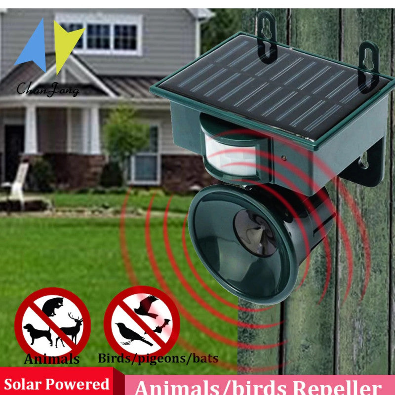 Pest Repeller solar cu ultrasunete pentru dăunători. Dispozitiv de respingere a dăunătorilor animale Senzor PIR Păsări de grădină, Respingător de pisici, câini si tine păsările departe