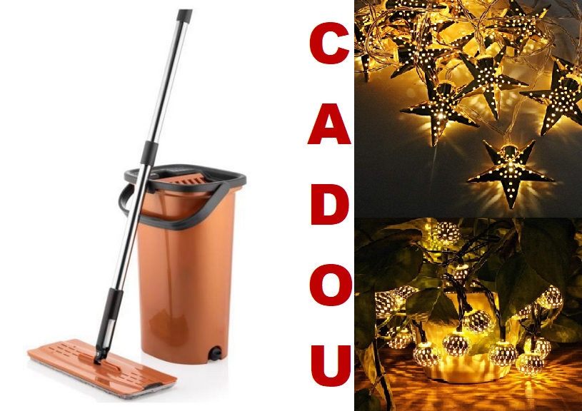 Mop plat cu galeata si storcator, 5 litri Cadou !!! Lumini De Decorare 4M