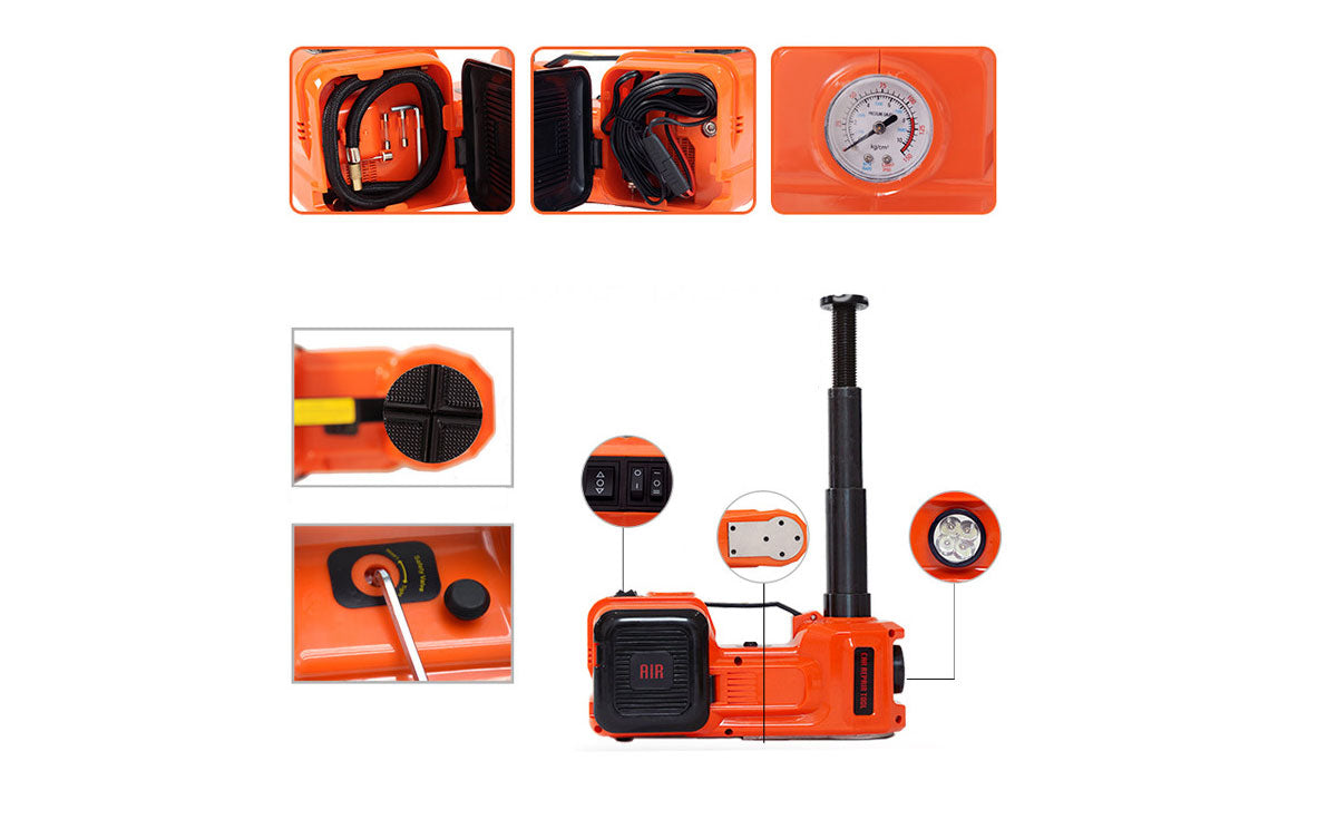 Set 3 in 1 Cric hidraulic electric + pompa de umflare + cheie de impact electrica