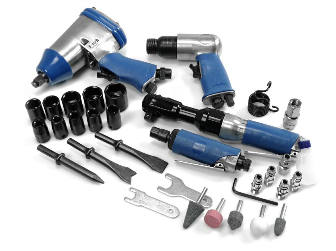 Trusa scule pneumatice 32 piese Pistol impact, clichet impact, biax pneumatic, dalta pneumatica