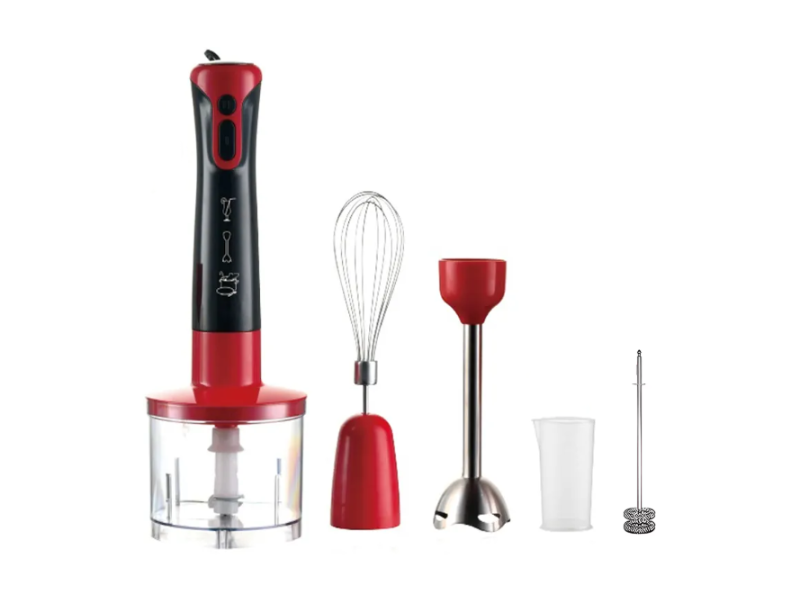 Set Blender 5 in 1, 500W, profesional, Lama din Otel inoxidabil, Silentios, trepte de viteza, Cana 500ml, Tocator 500ml, Accesoriu pentru Spumat laptele, Multifunctional