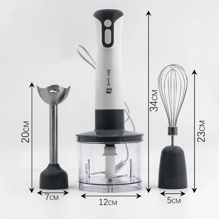 Set Blender 5 in 1, 500W, profesional, Lama din Otel inoxidabil, Silentios, trepte de viteza, Cana 500ml, Tocator 500ml, Accesoriu pentru Spumat laptele, Multifunctional