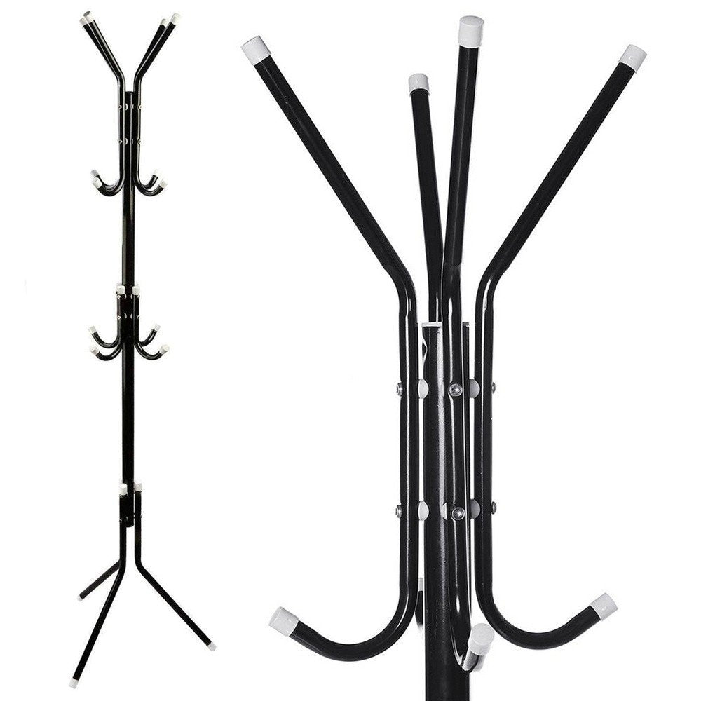 Cuier pentru haine, negru, corp metalic, 165cm