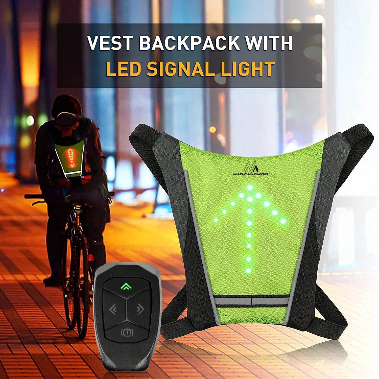 Vesta reflectorizanta cu semnalizare LED pentru biciclisti
