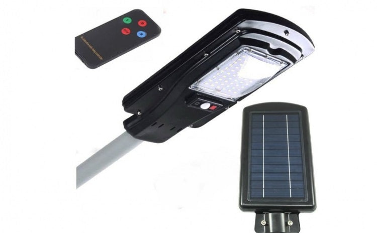 Proiector stradal 30W cu panou solar, senzor de miscare si telecomanda