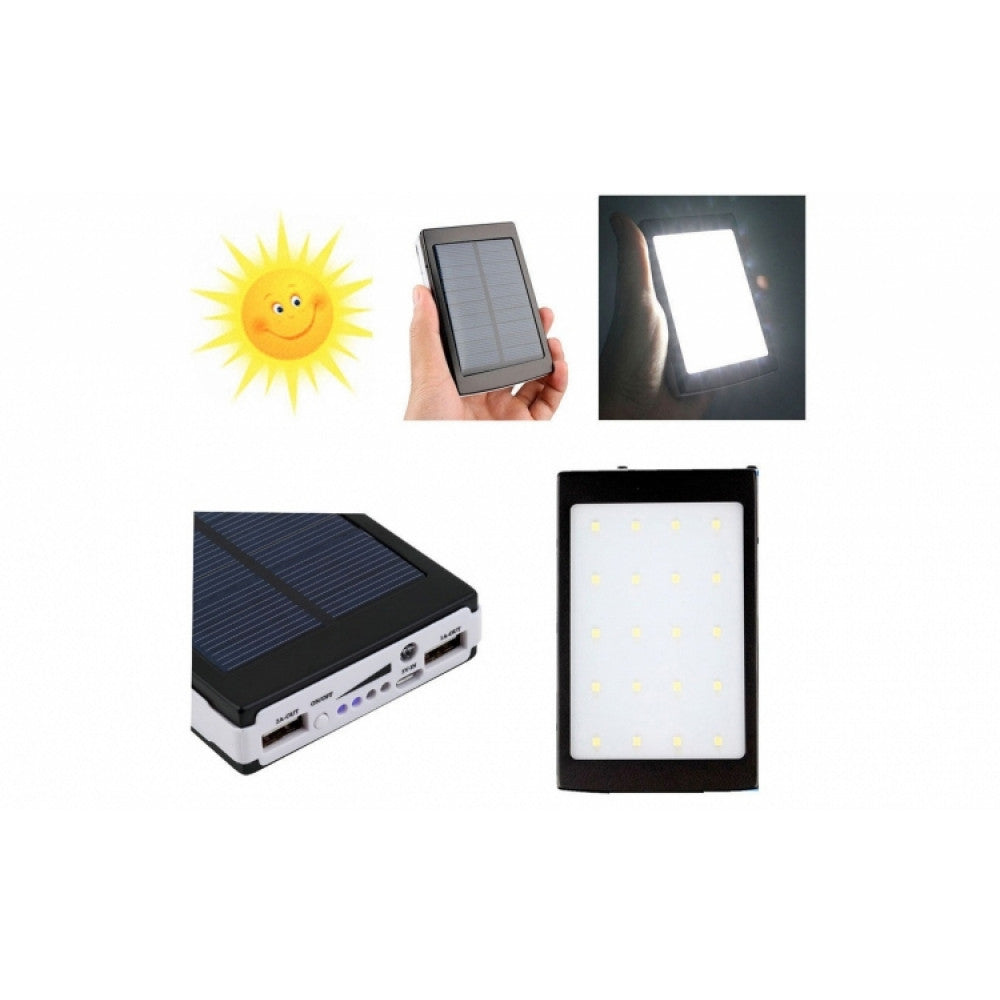 Baterie externa, 50000 mAh, Incarcare Solara, Lanterna LED