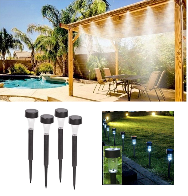 KIT RACIRE TERASA LUNGIME 10 M, GRADINA SAU BALCON + Set 4 lampi solare de gradina