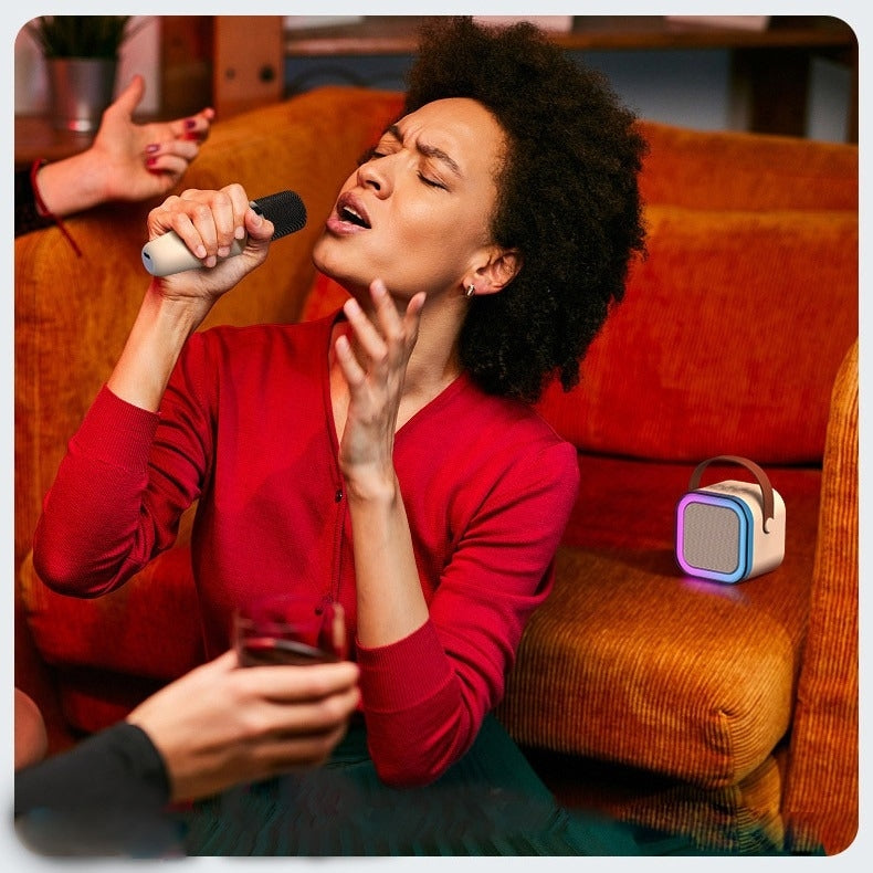 Set karaoke copii si adulti cu difuzor si microfon, wireless, portabil pentru petrecere, raza de actiune pana la 10 m, efecte de voce, player MP3, microSD card, bluetooth
