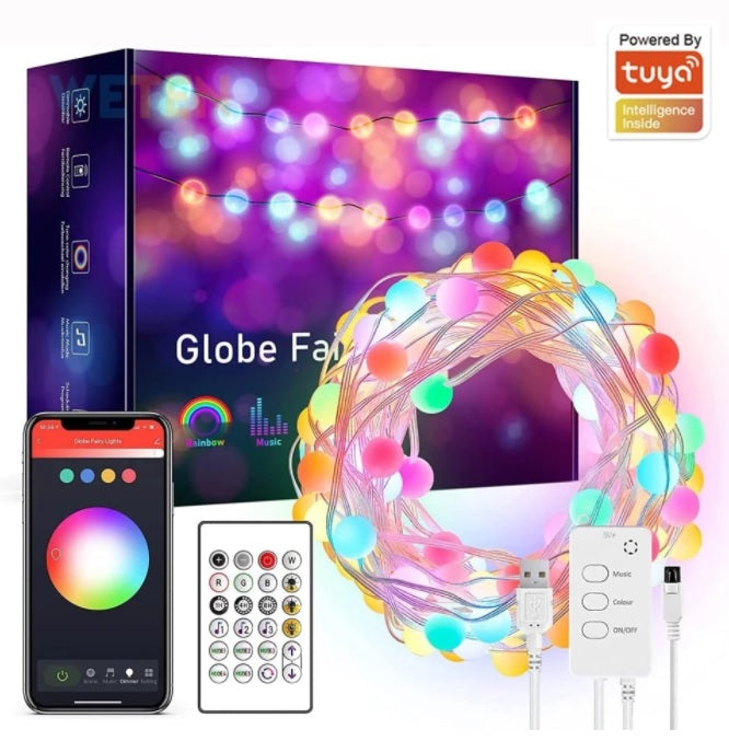 Instalatie LED 5m/10 m, TarTek Wifi RGB, sincronizare muzicala, telecomanda, alimentare USB 5V, compatibila cu aplicatiile Smart Life, Tuya, Alexa Google Home