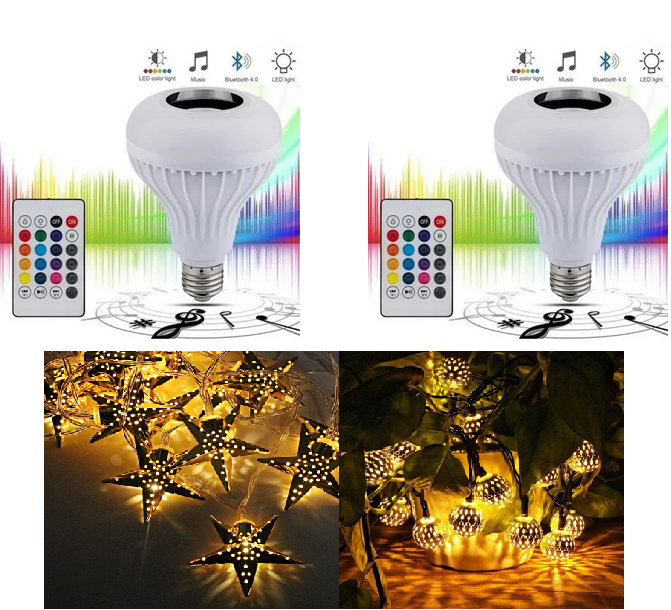 Set 2 x Bec Boxa Bluetooth Telecomanda Cadou!!! Lumini De Decorare 4M