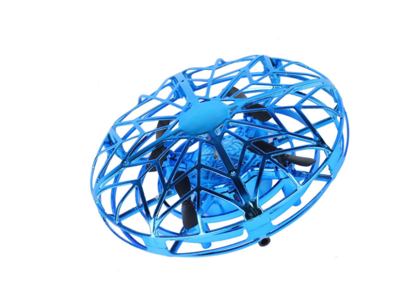 Mini drona OZN disc zburator interactiv cu senzori infrarosu lumina LED, diametru 11 cm