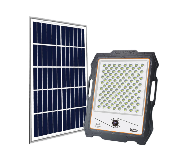 Proiector LED cu Panou Solar KlaussTech, 100W, Camera WiFi HD, Telecomanda, 236 de LED-uri, Waterproof, Consum Redus de Energie, Compact si Ergonomic