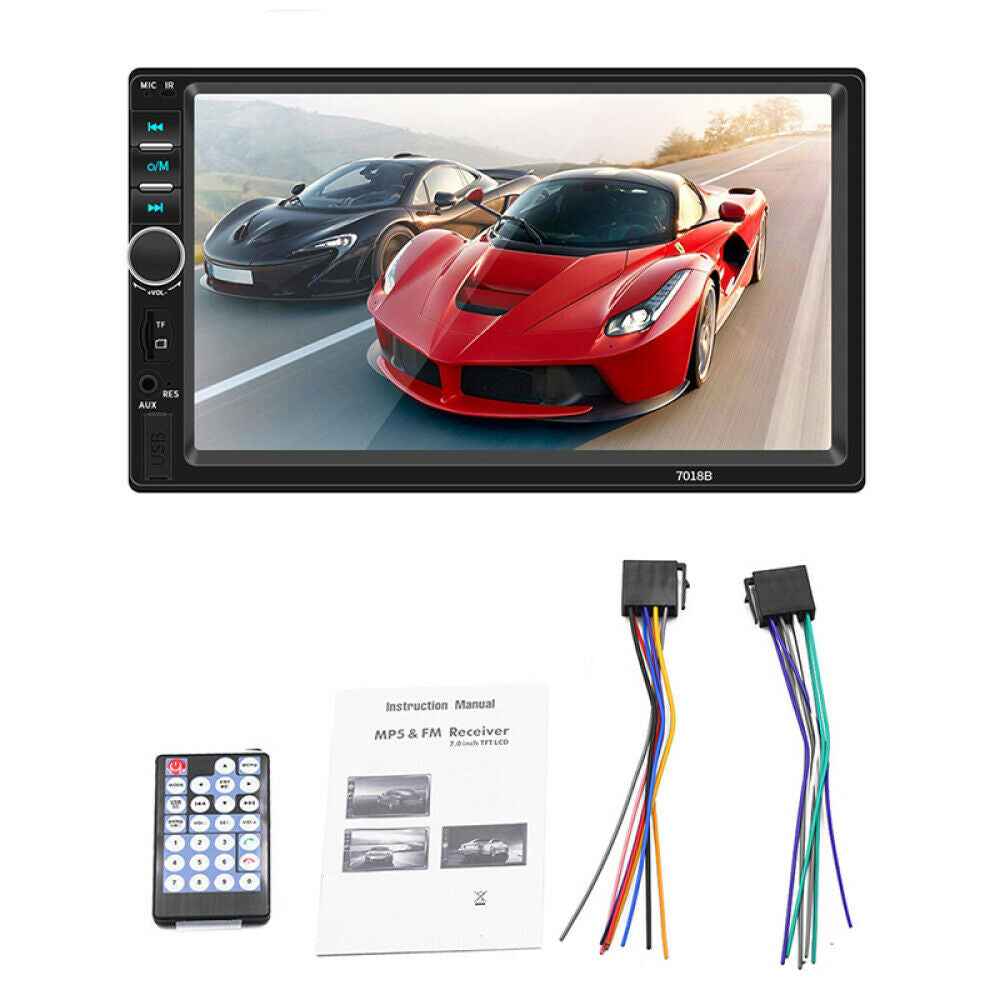 Player auto 7018B, 2DiN, negro, Radio FM, Camera de vizualizare spate, legatura oglinda , Mp5, Ecran 7'', Bluetooth, Touch screen, Divix , AVI , USB , SD Card , AUX