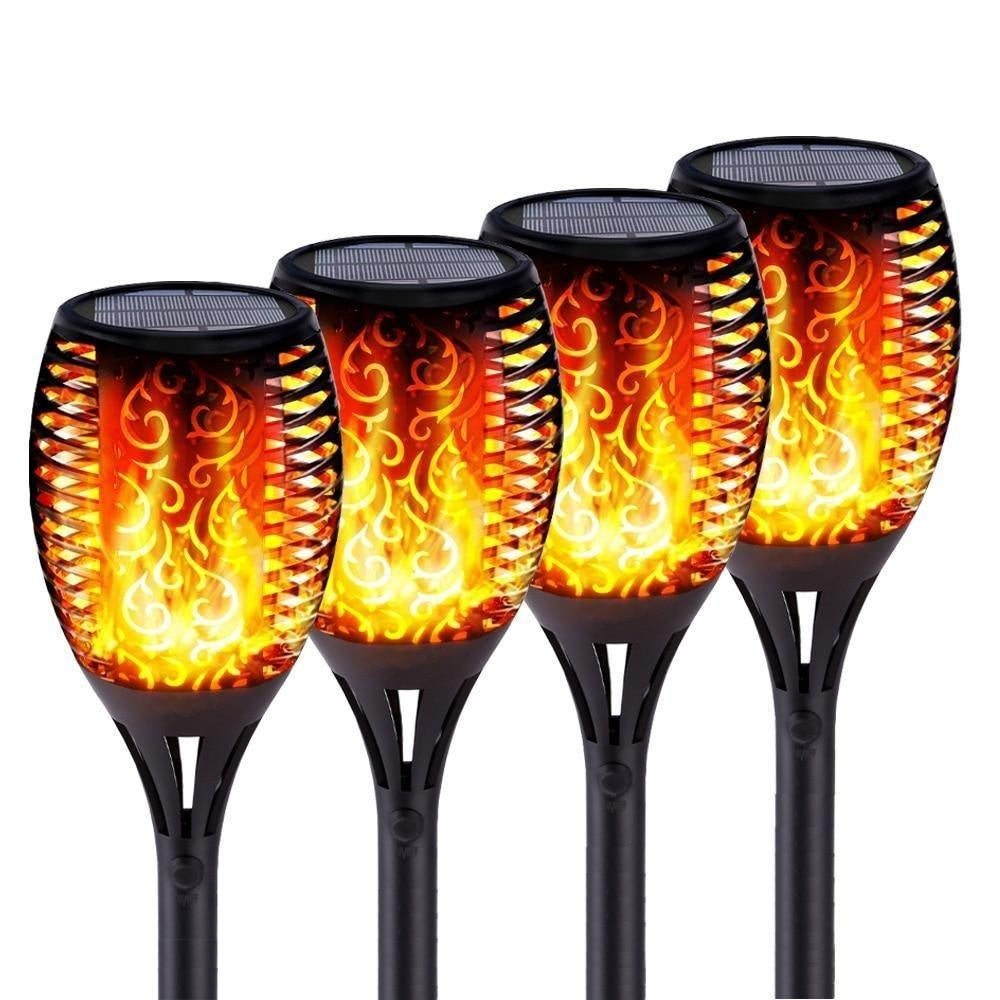 Lampa Solara LED pentru Curte sau Gradina cu Efect Real de Flacara Torta