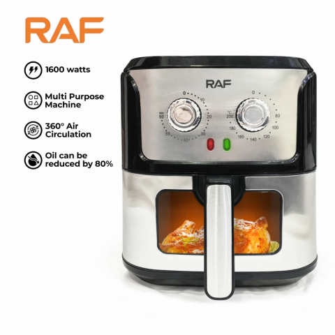 Friteuză electrică și mașină de prăjit cu aer 6,8 litri RAF-5329 – coace, găti, prăjește, crocant, reîncălzi, deshidratează și grătar – 1600w + CADOU CARTE DE RETETE