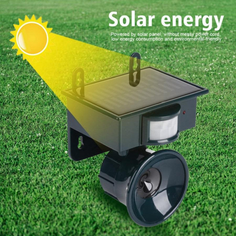 Pest Repeller solar cu ultrasunete pentru dăunători. Dispozitiv de respingere a dăunătorilor animale Senzor PIR Păsări de grădină, Respingător de pisici, câini si tine păsările departe