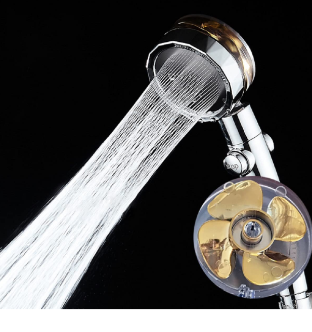 Para cap de dus Turbo Pro, cu elice pentru presiune apa, buton on/off + Cadou: Furtun de dus 2 m