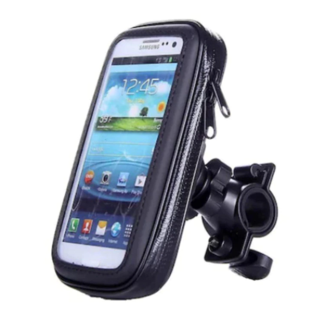 Suport husa telefon mobil pentru bicicleta si motocicleta, rezistent apa si socuri, touchscreen, 360 rotativ, negru ,6.3 inch