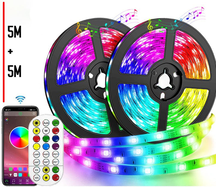 Set 2 Benzi LED RGB multicolore cu telecomanda 10 metri
