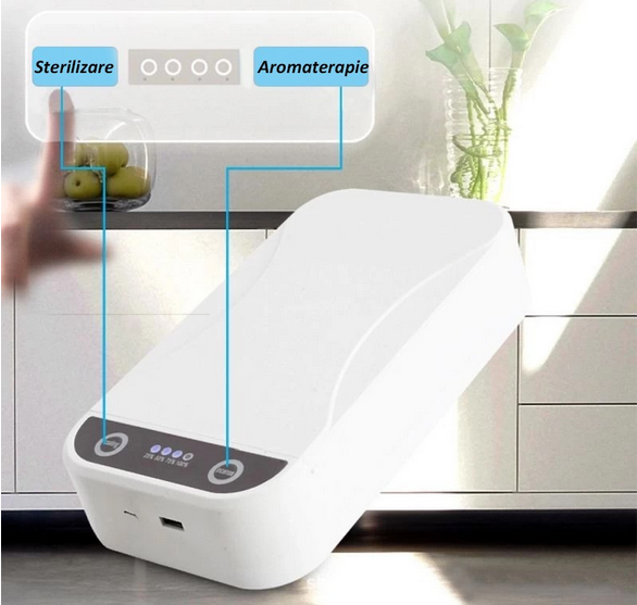 Set 2 x Sterilizator UVC 2 in 1, pentru telefon si obiecte mici , functie de incarcare USB
