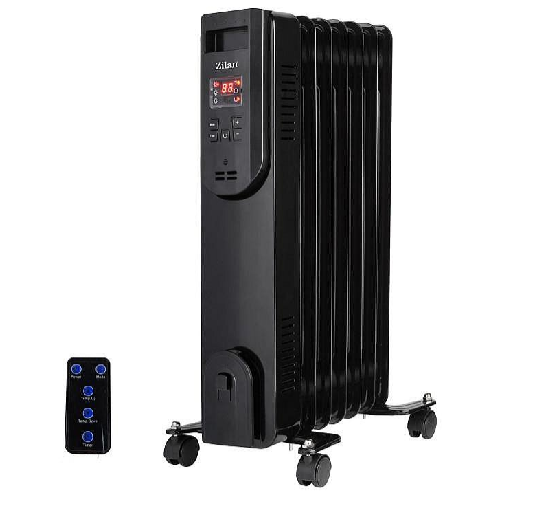 Calorifer electric ulei, Zilan ZLN-3031, 9 elementi, telecomanda, ecran LED, 2000W