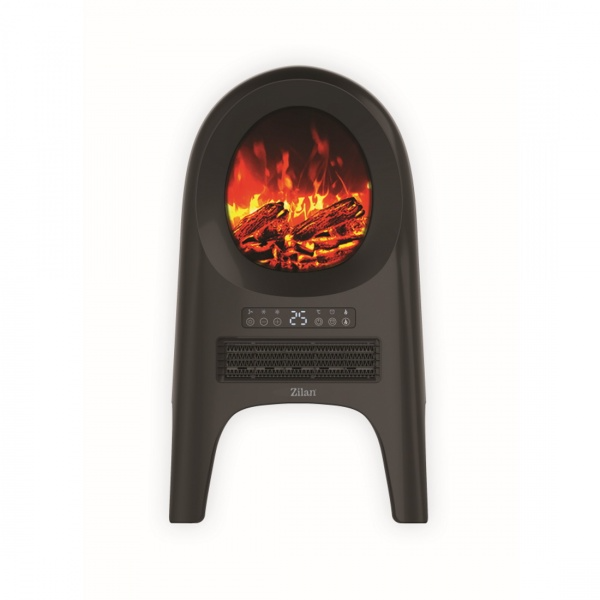 Aeroterma ceramica tip semineu, neagra, cu animatie si telecomanda, putere 2000W ZLN-5664