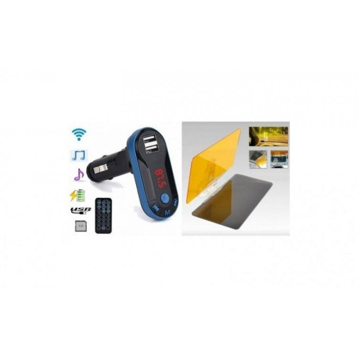 Pachet Auto : Modulator FM mp3 player cu incarcator pentru diverse dispozitive incorporat + Parasolar Auto