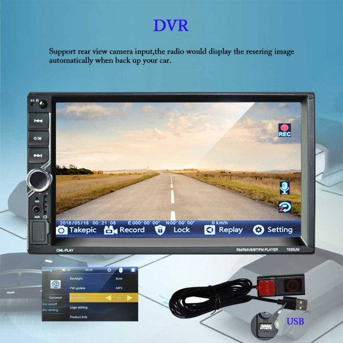 Mp5 Player Auto 7035UM 2 DIN Touch Screen 7" Bluetooth Usb Negru
