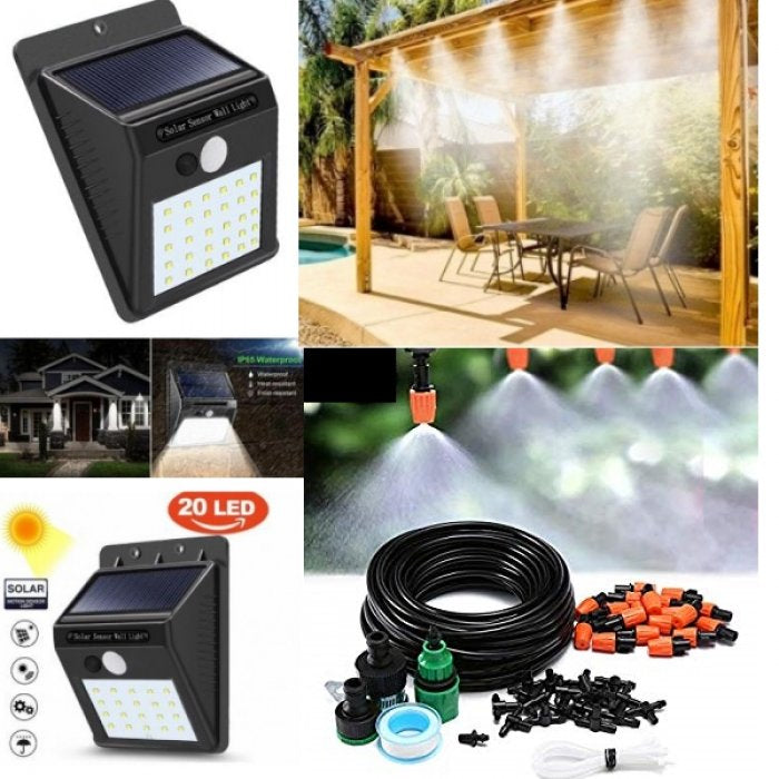 Lampa LED Ever Brite cu senzor de miscare + Kit racire terasa 10  m cu 10 duze
