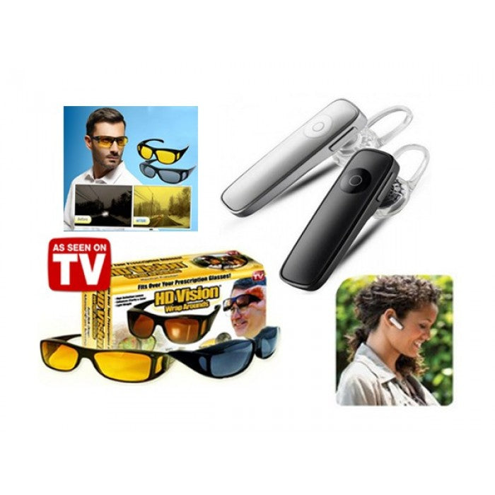 Casca Bluetooth, model 2018 + Set 2 perechi ochelari de condus - pentru zi si noapte
