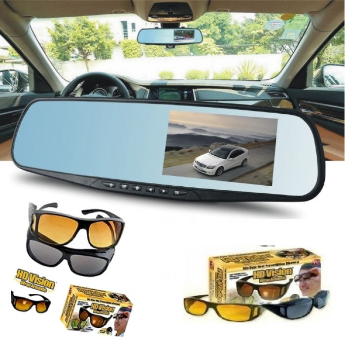 Oglinda Retrovizoare, Full Hd 1080p  tip camera Auto Video, Cu Monitor Tip + 2 X Ochelari Auto HD VISION