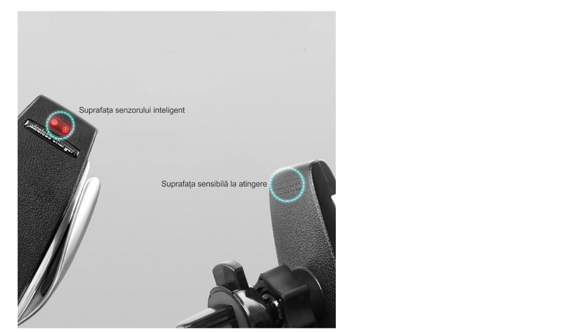 Incarcator auto wireless cu senzor si fast charger.