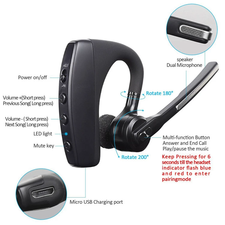 Handsfree K10C, multipoint, anulare zgomot de fundal, control volum, rotatie microfon.