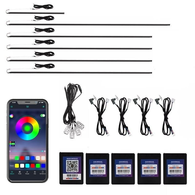 Kit 18 in 1 lumini ambientale auto dinamice, Symphony, wireless